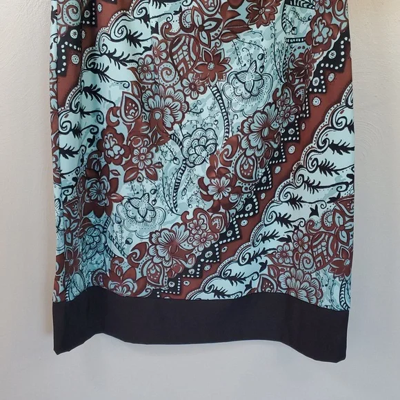 Dressbarn Grn & Brn Floral, Sleeveless Midi Dress. Size 14W - Picture 4 of 10